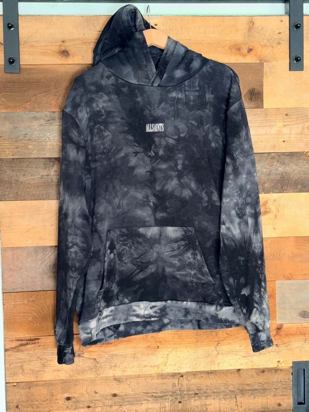 AllSaints Clay Tie-Dye Hoodie Size XXL Black Gray 0850